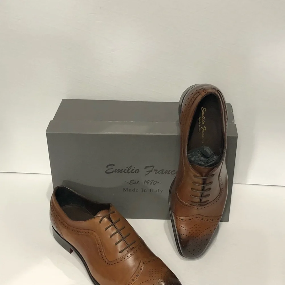 Emilio Franco shoes captoe cognac oxford Italian